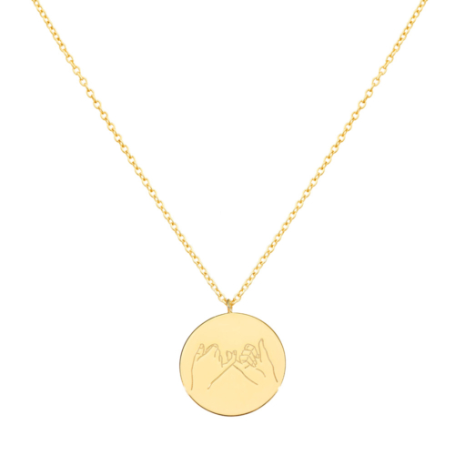 Engraved Hand Gesture Charm Necklace in yellow Gold