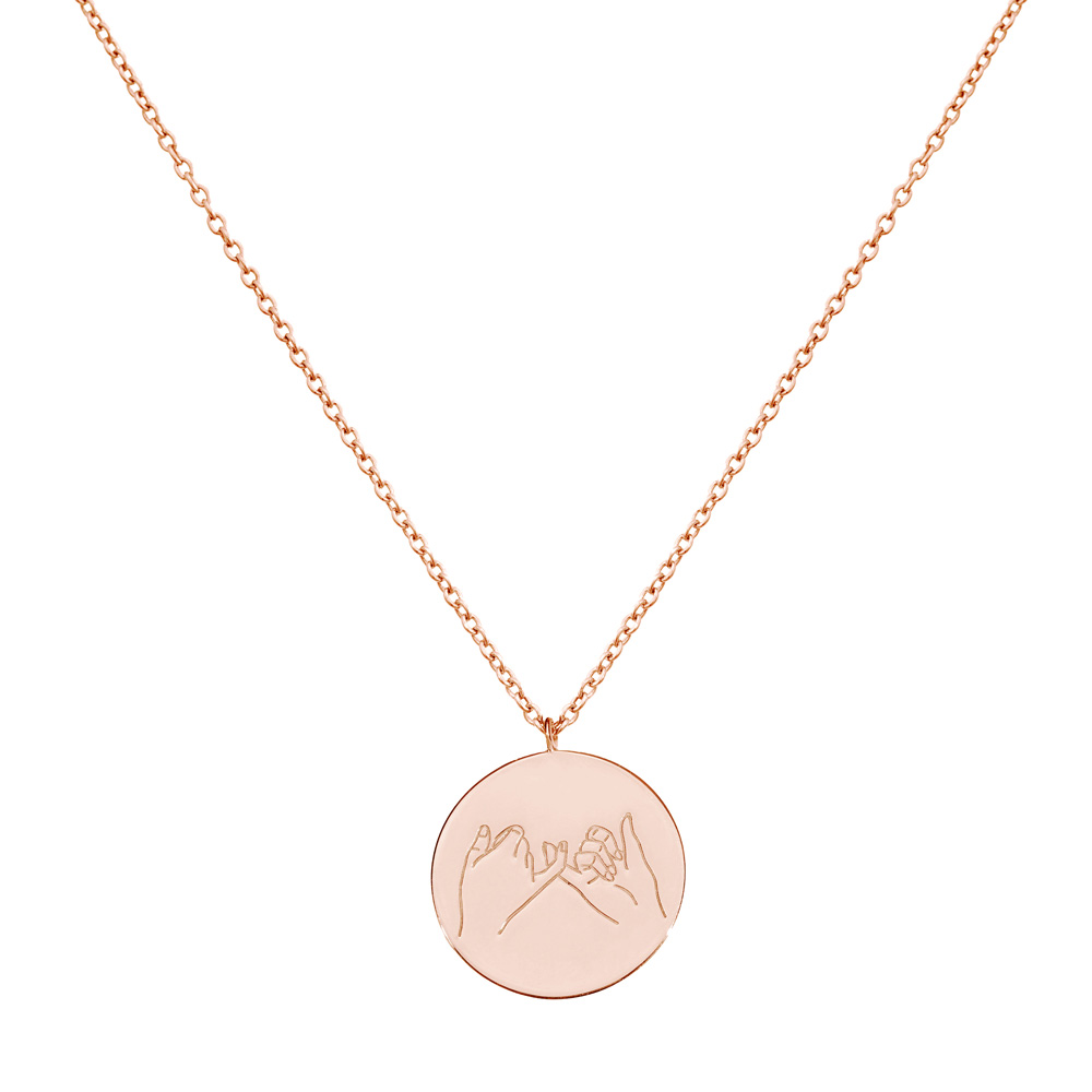 Engraved Hand Gesture Charm Necklace in rose Gold