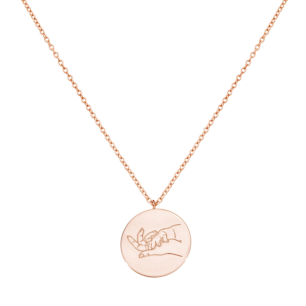 Mother and Baby Hand Gesture Necklace in rose Gold