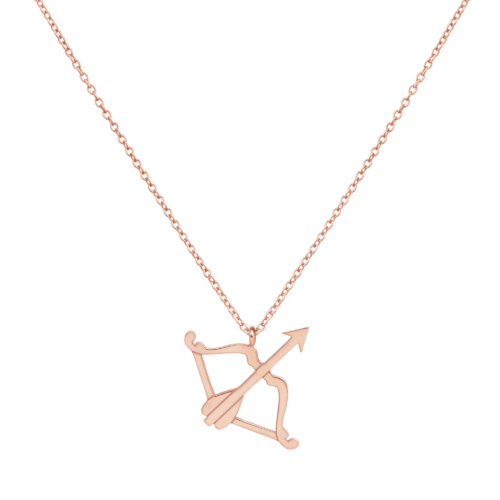 Bow and Arrow Archery Pendant Necklace in Solid Gold