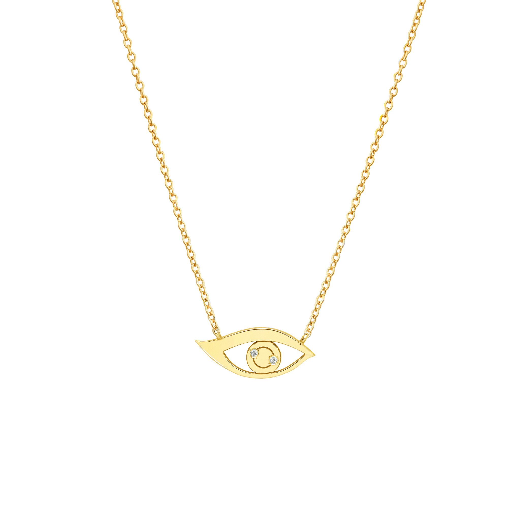 Gold Eye Charm Necklace with Tiny Diamonds - Image 3