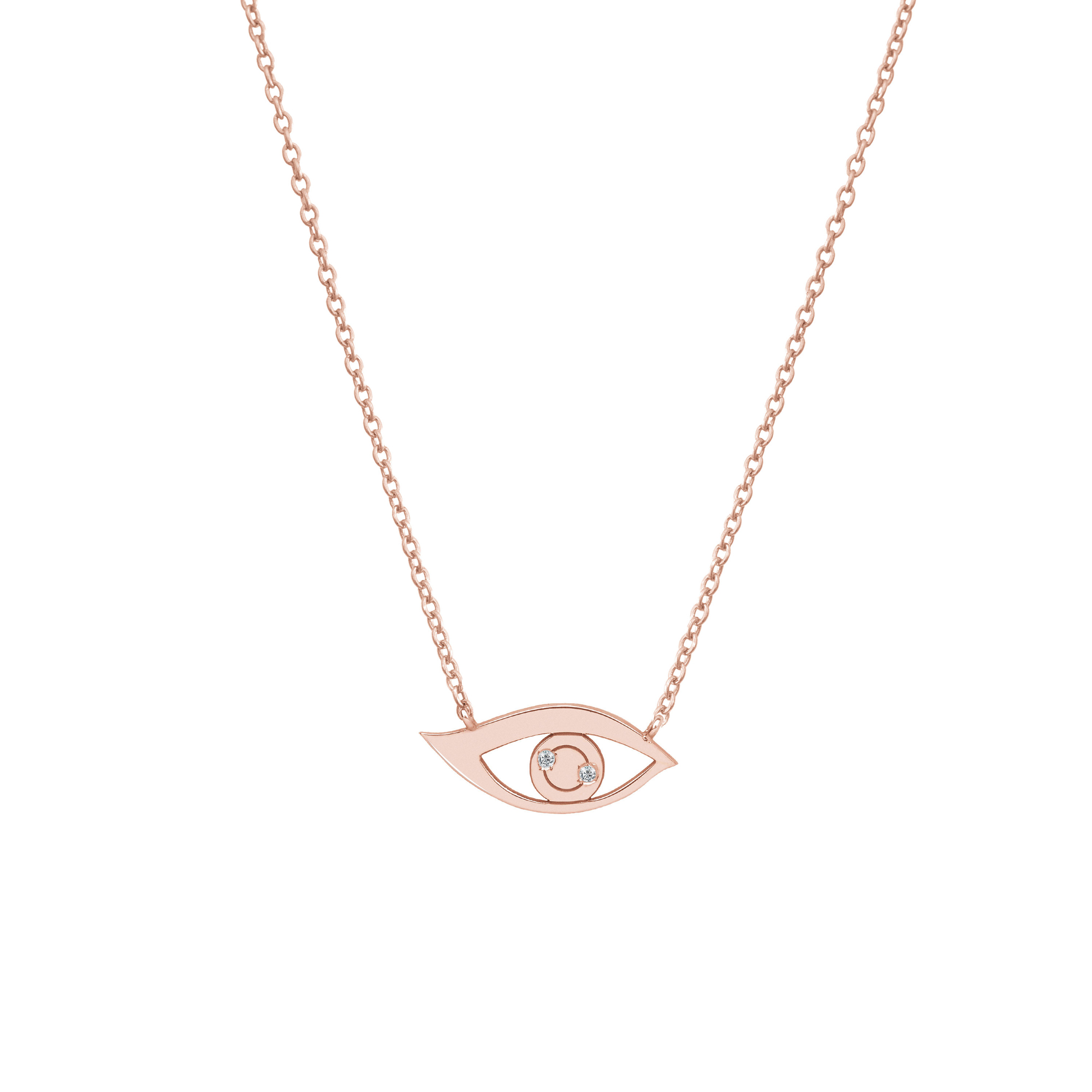 Gold Eye Charm Necklace with Tiny Diamonds - Image 4