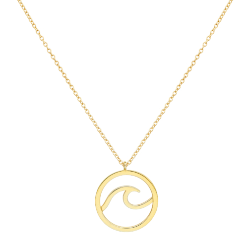 Gold Wave Pendant Necklace