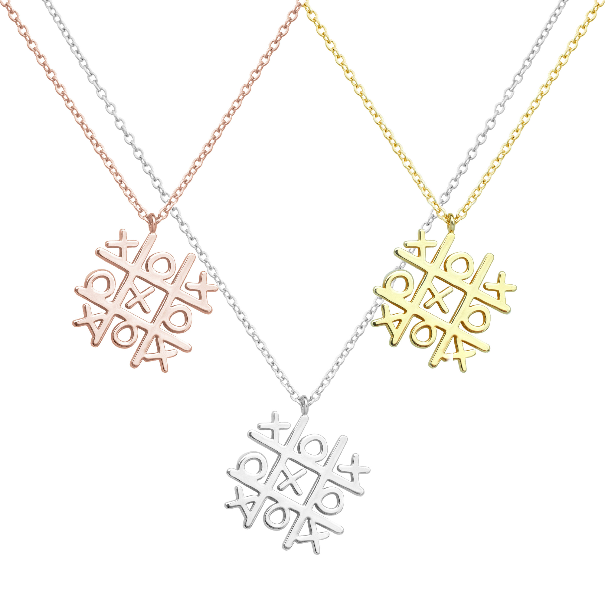 Tic Tac Toe Pendant Necklace with a Solid Gold Chain - Image 8