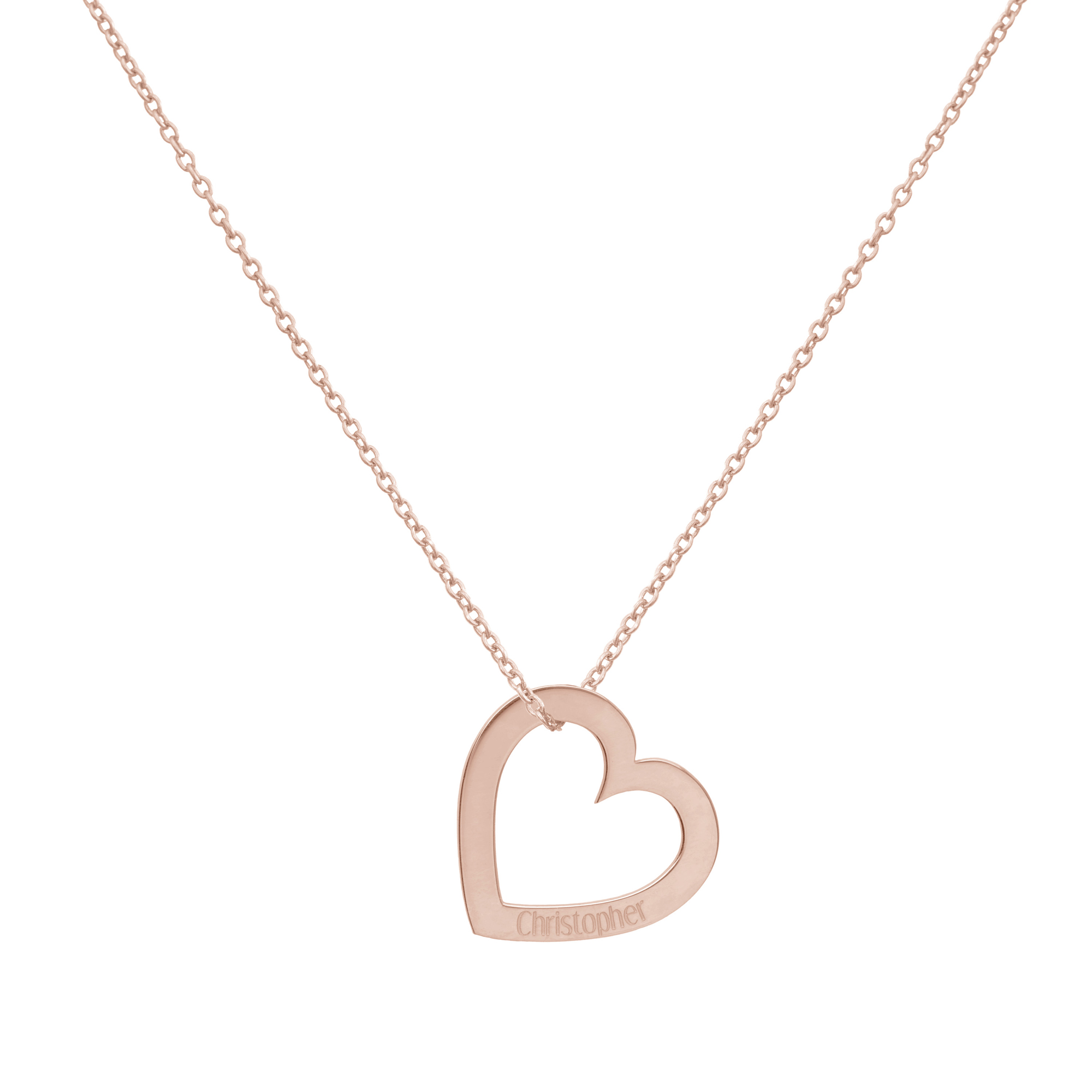 Gold Heart Pendant Necklace with Engraved Message - Image 4