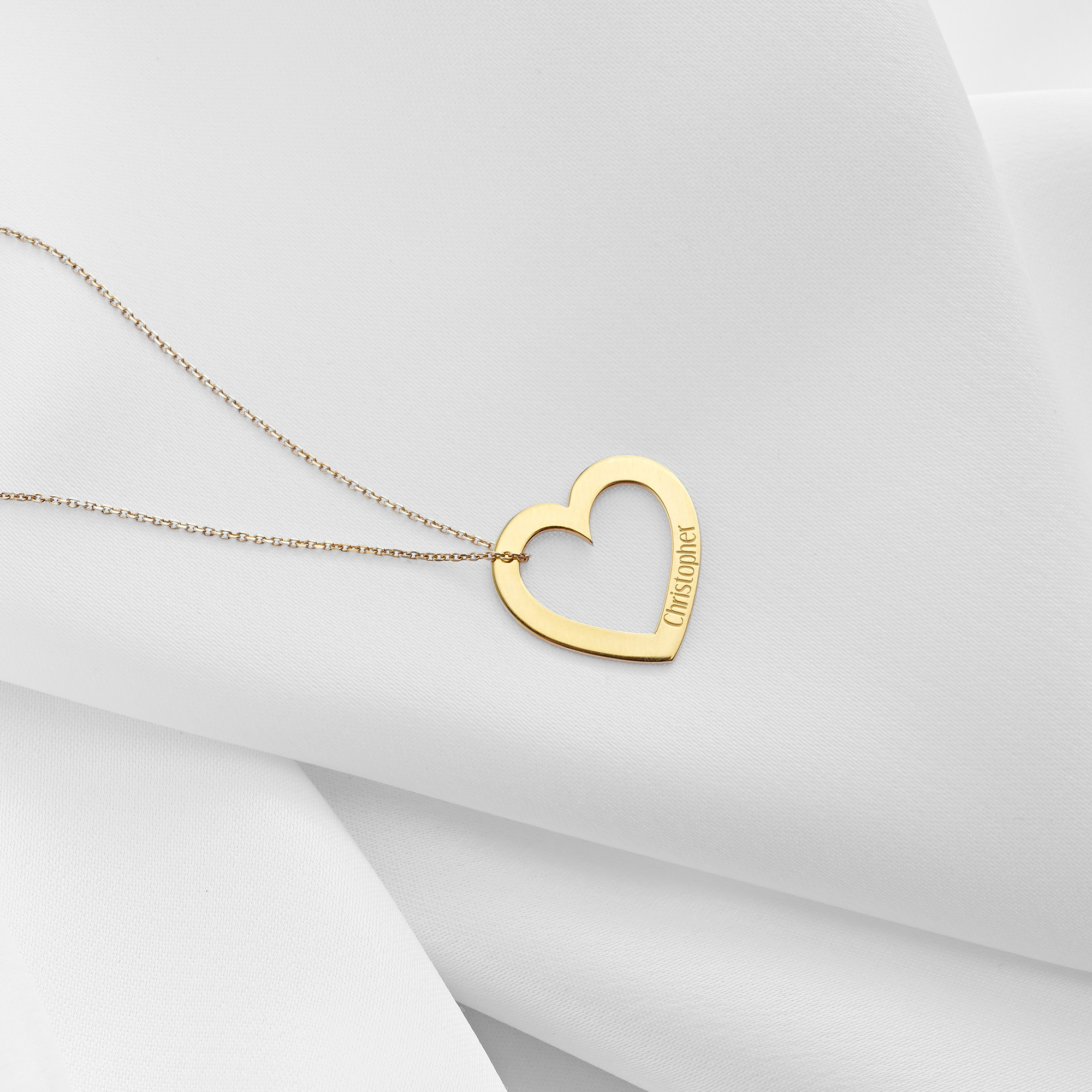 Gold Heart Pendant Necklace with Engraved Message - Image 7