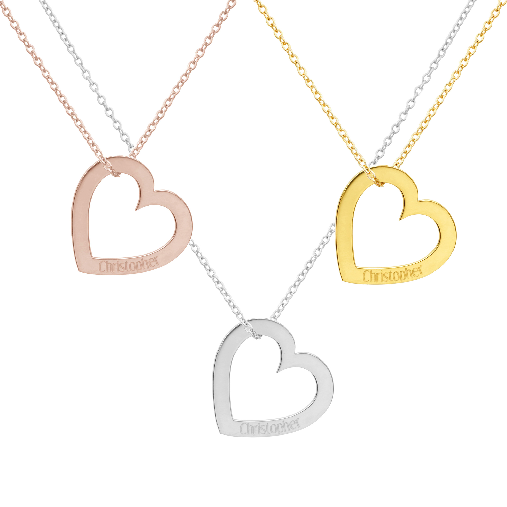 Gold Heart Pendant Necklace with Engraved Message - Image 5